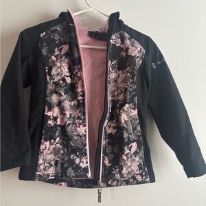 Free Country Kids Black and Pink Floral Raincoat